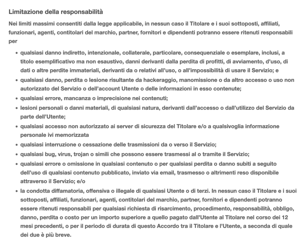 Disclaimer significato, limitazione delle responsabilità