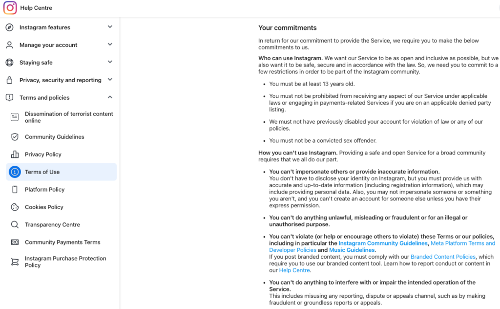 terms of use template
