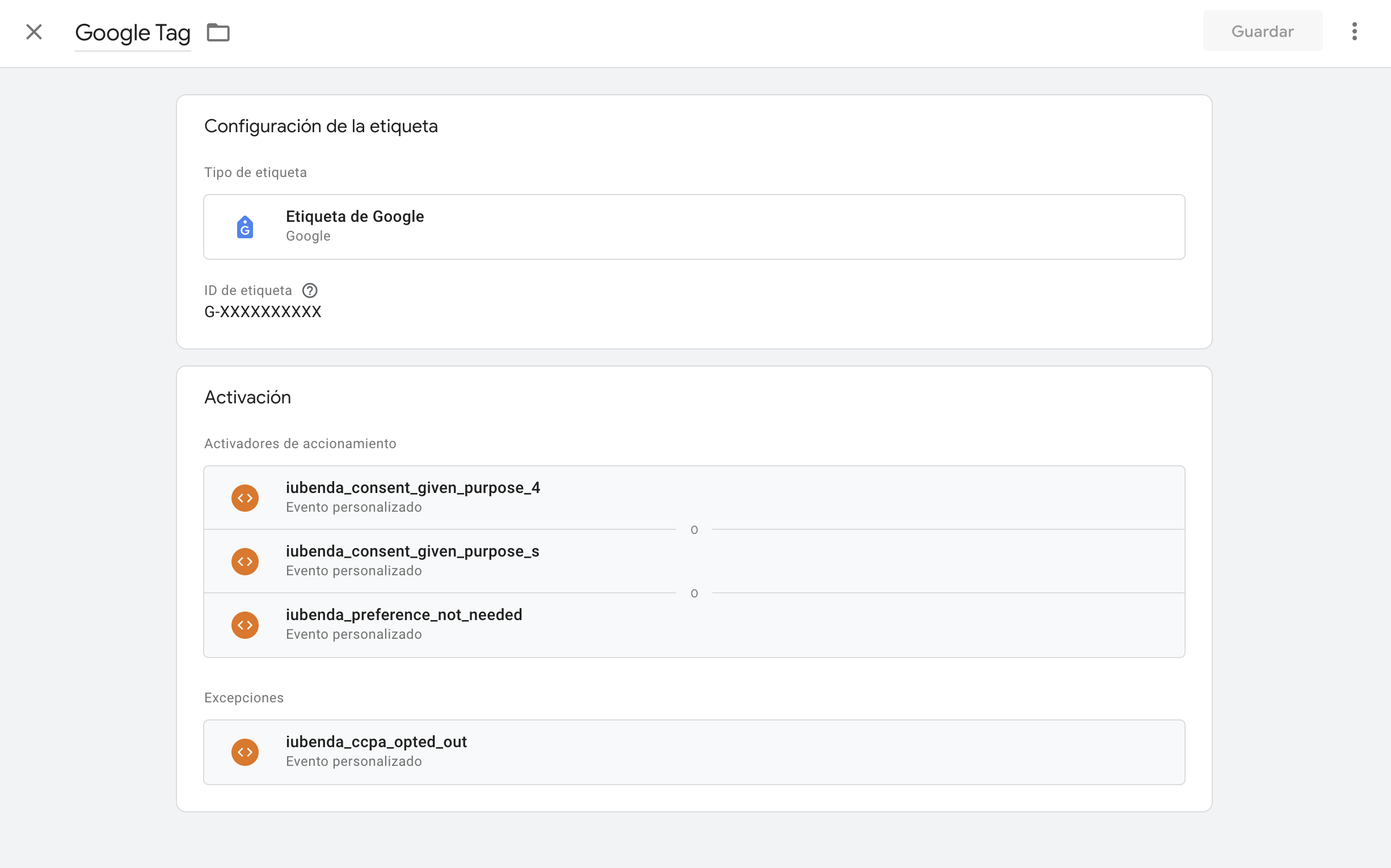Google Tag Manager - Etiqueta de configuración de GA4 de Google Analytics