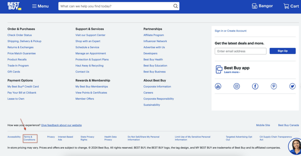 best buy terms of service example