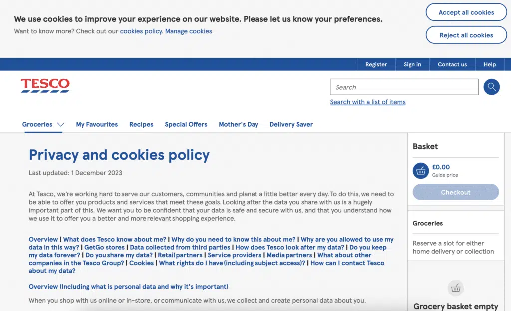 cookie policy template