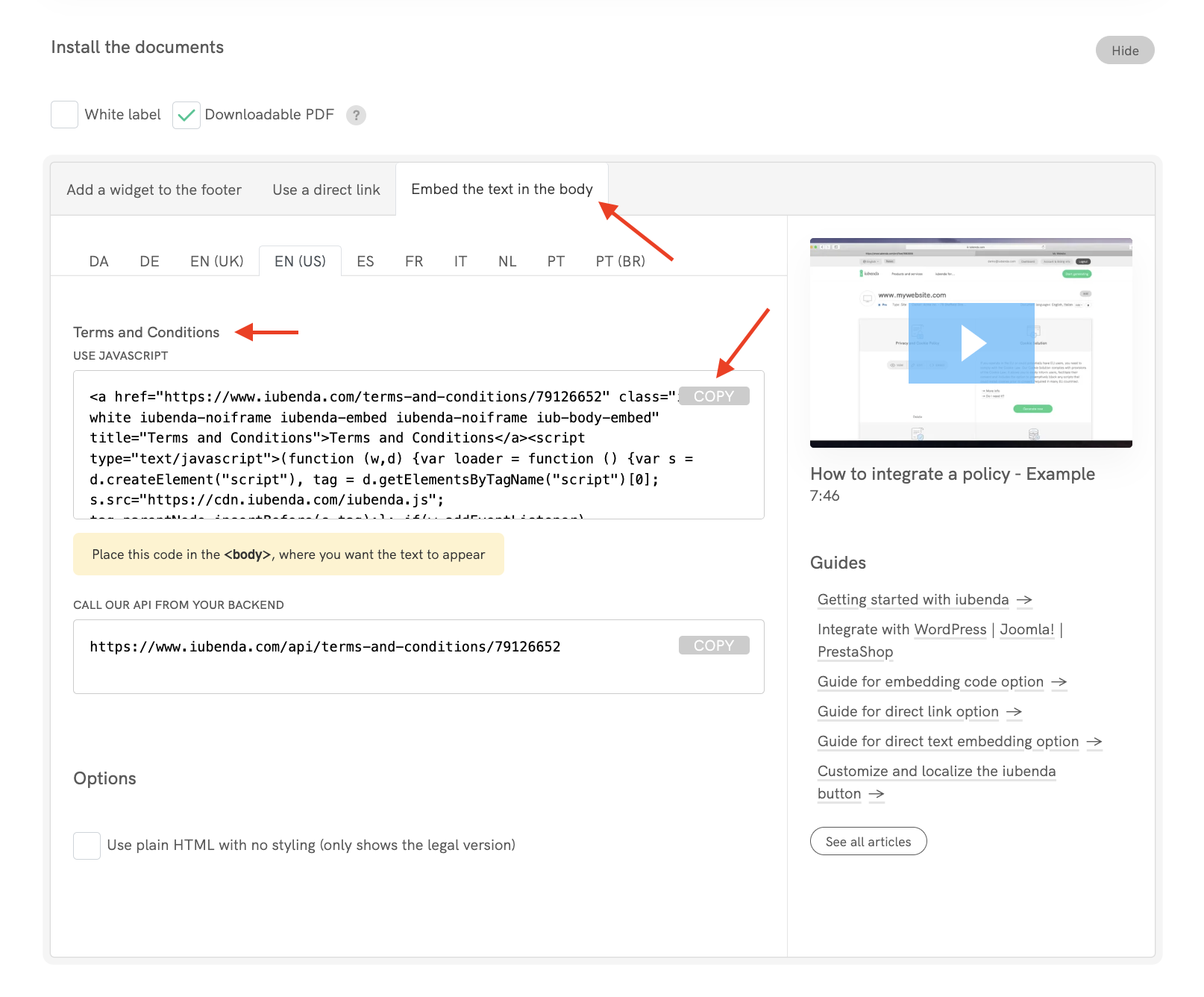 Terms and Conditions - Direct Text Embedding