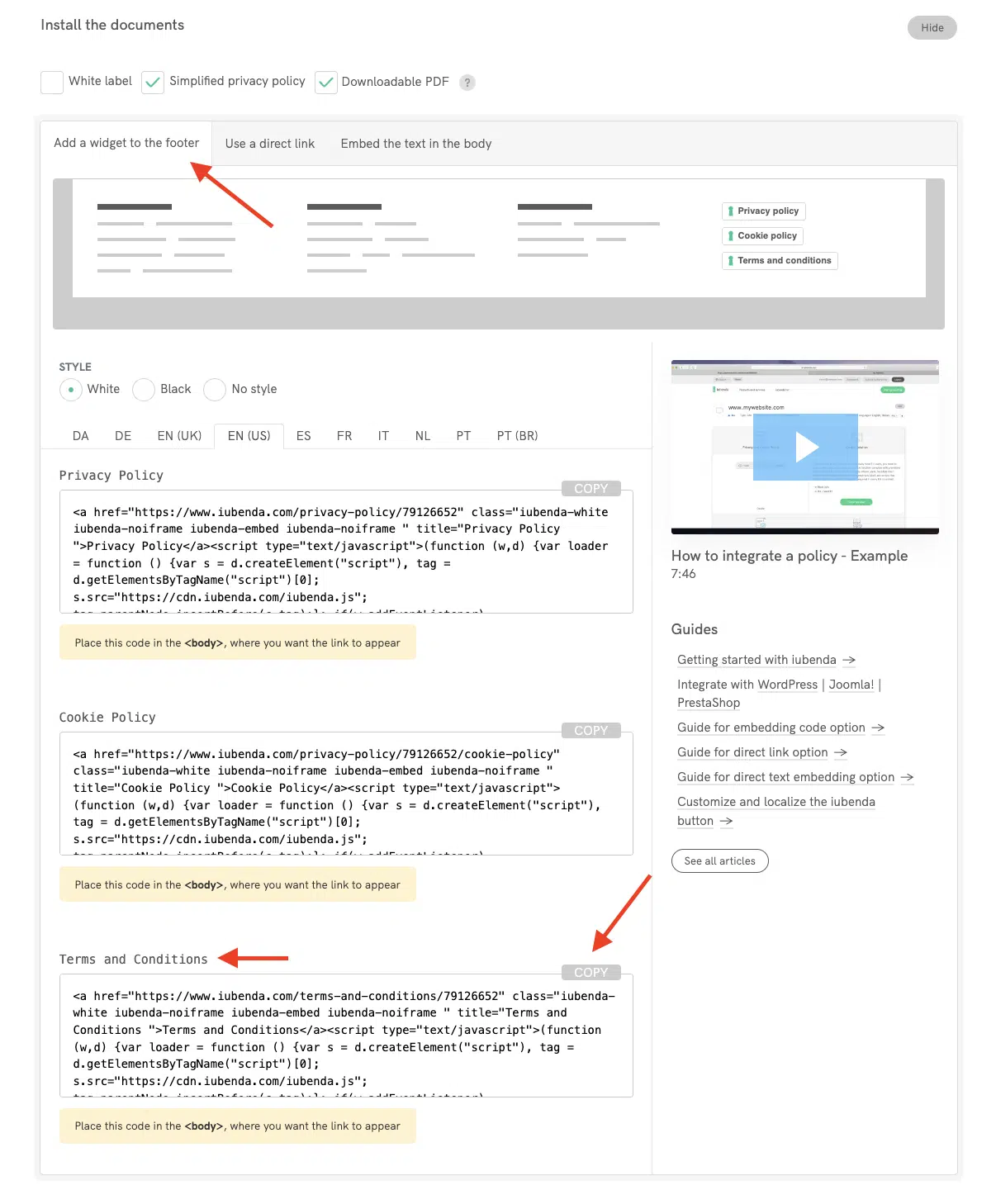 Terms and Conditions - Standard Embedding