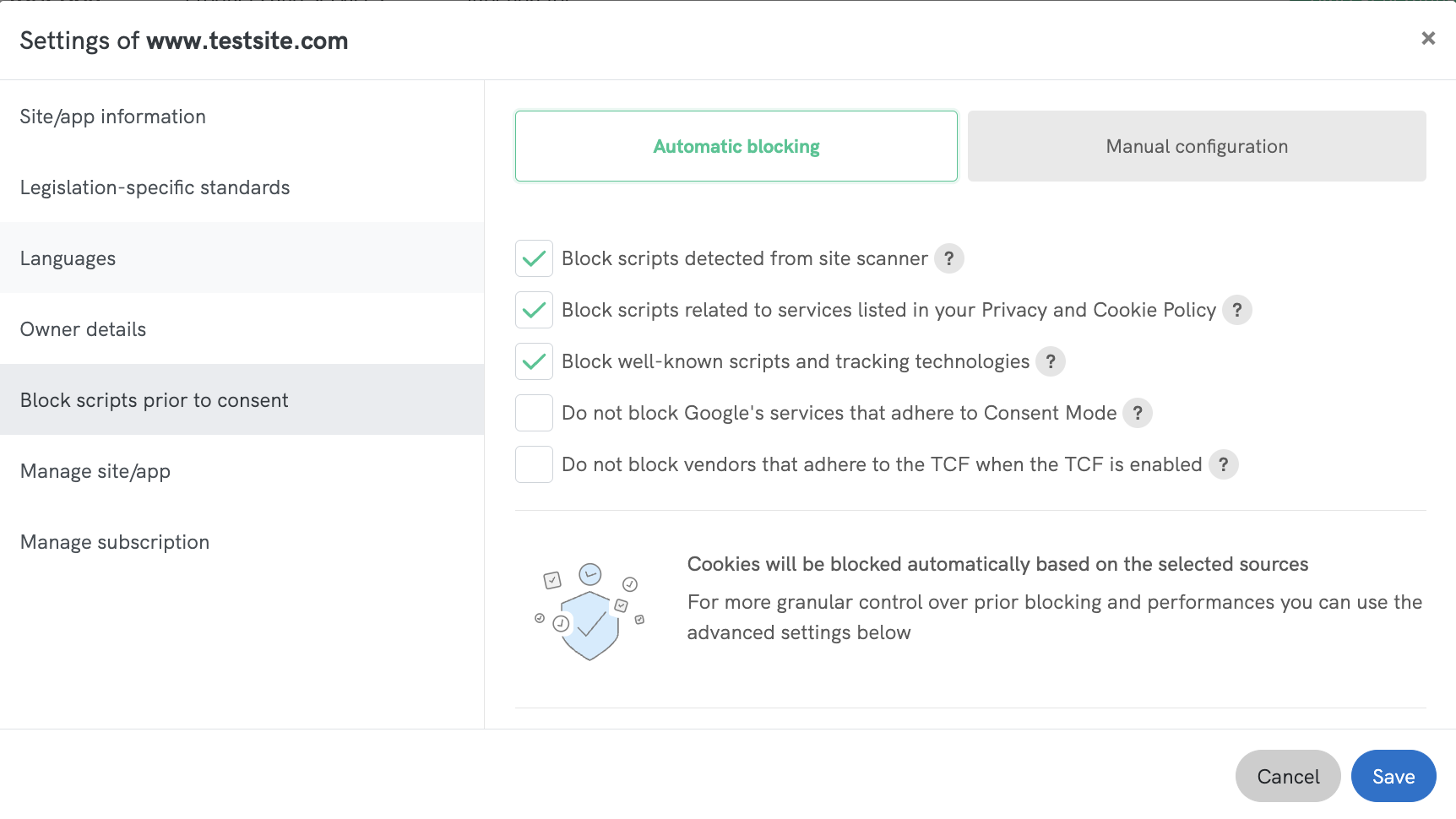 Automatic Blocking Panel