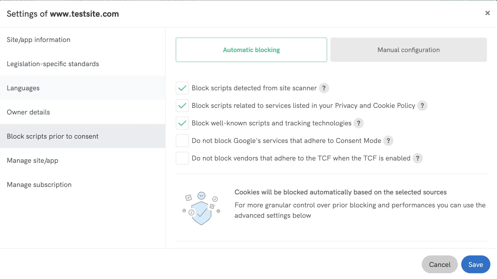 Automatic Blocking Panel