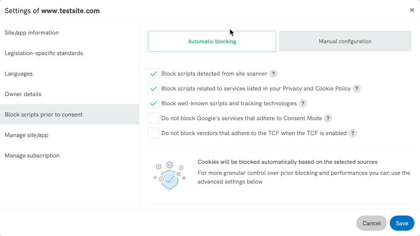Automatic Blocking Panel
