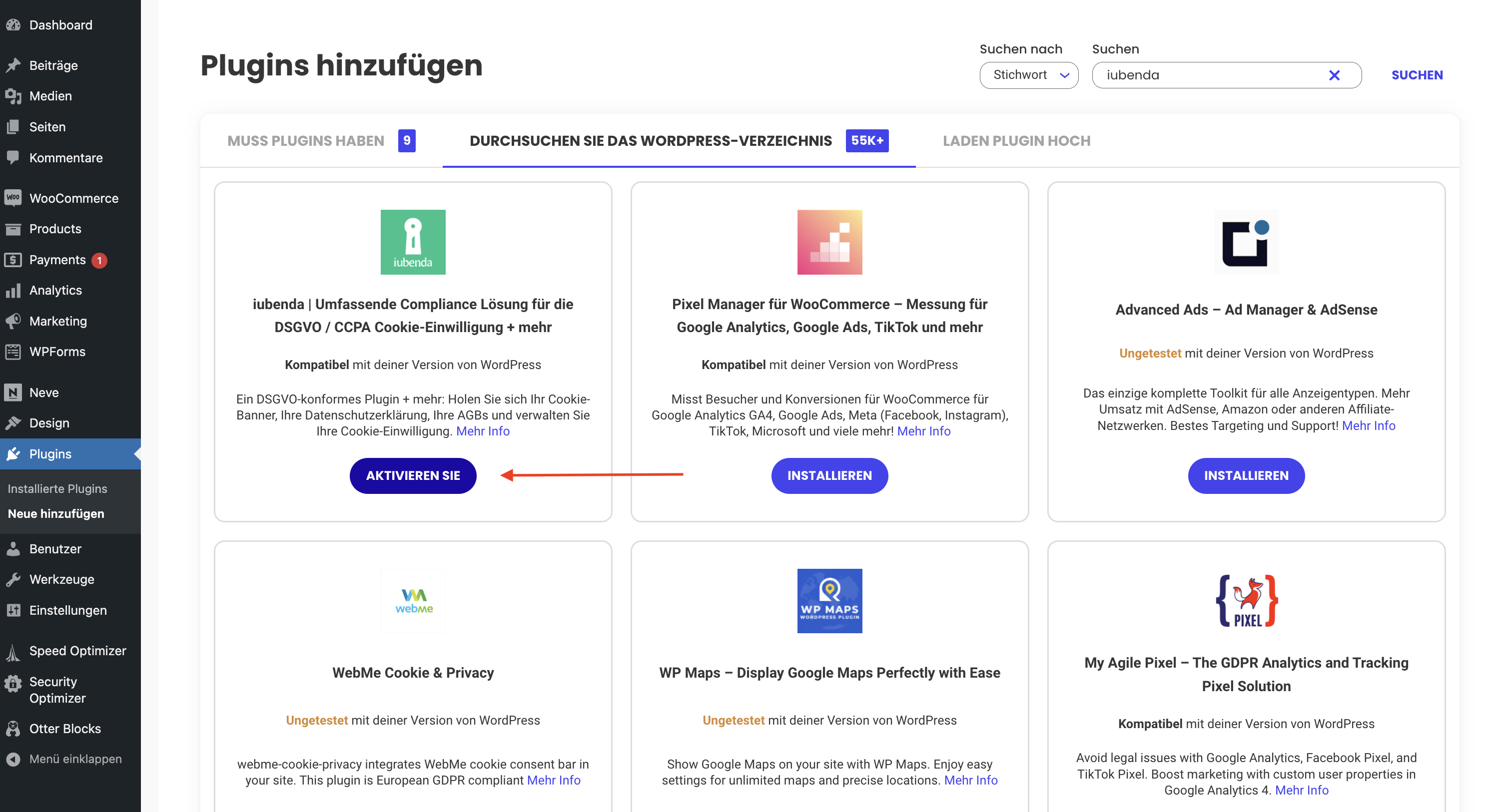iubenda für siteground