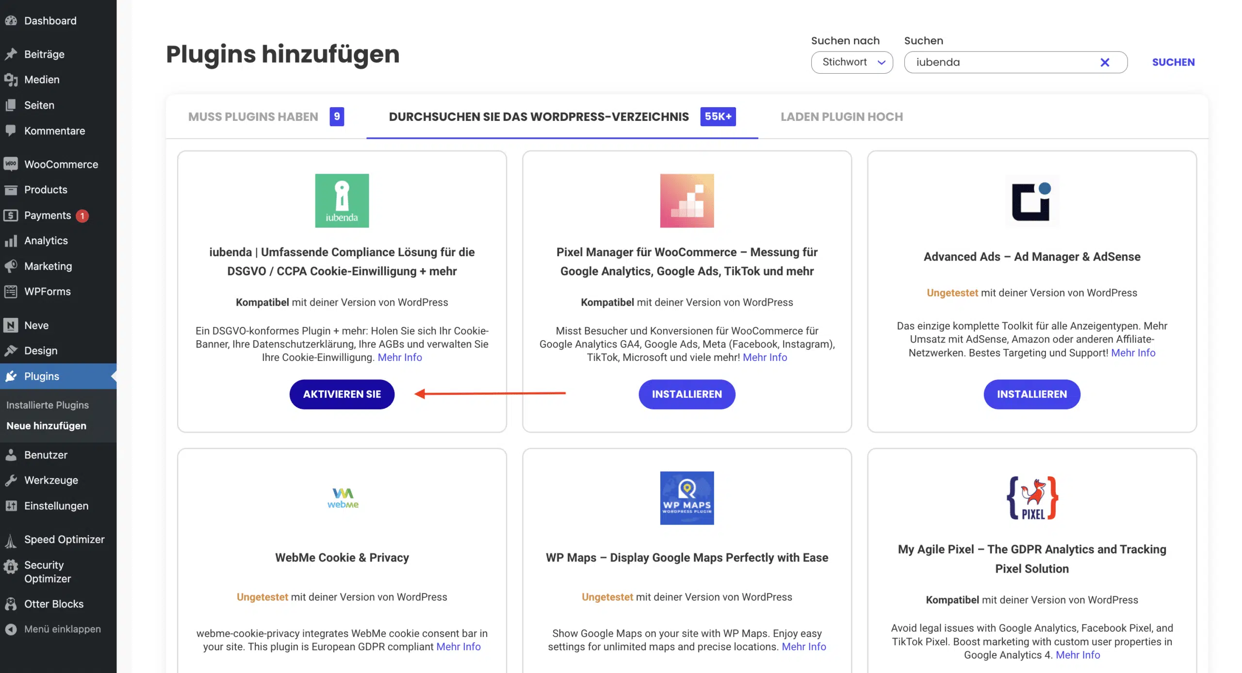 iubenda für siteground