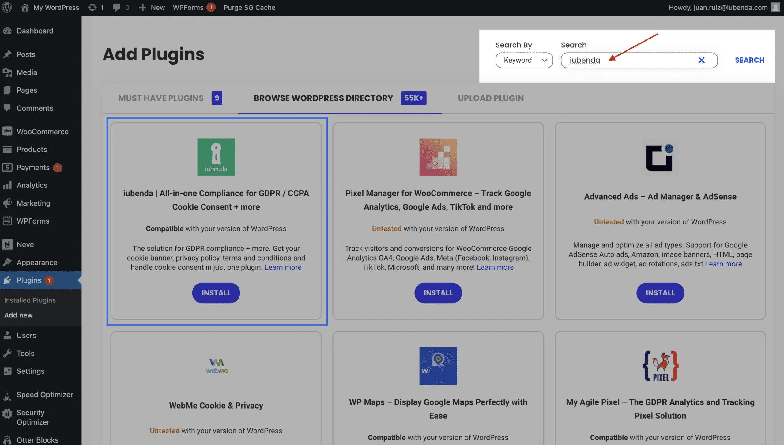iubenda for siteground