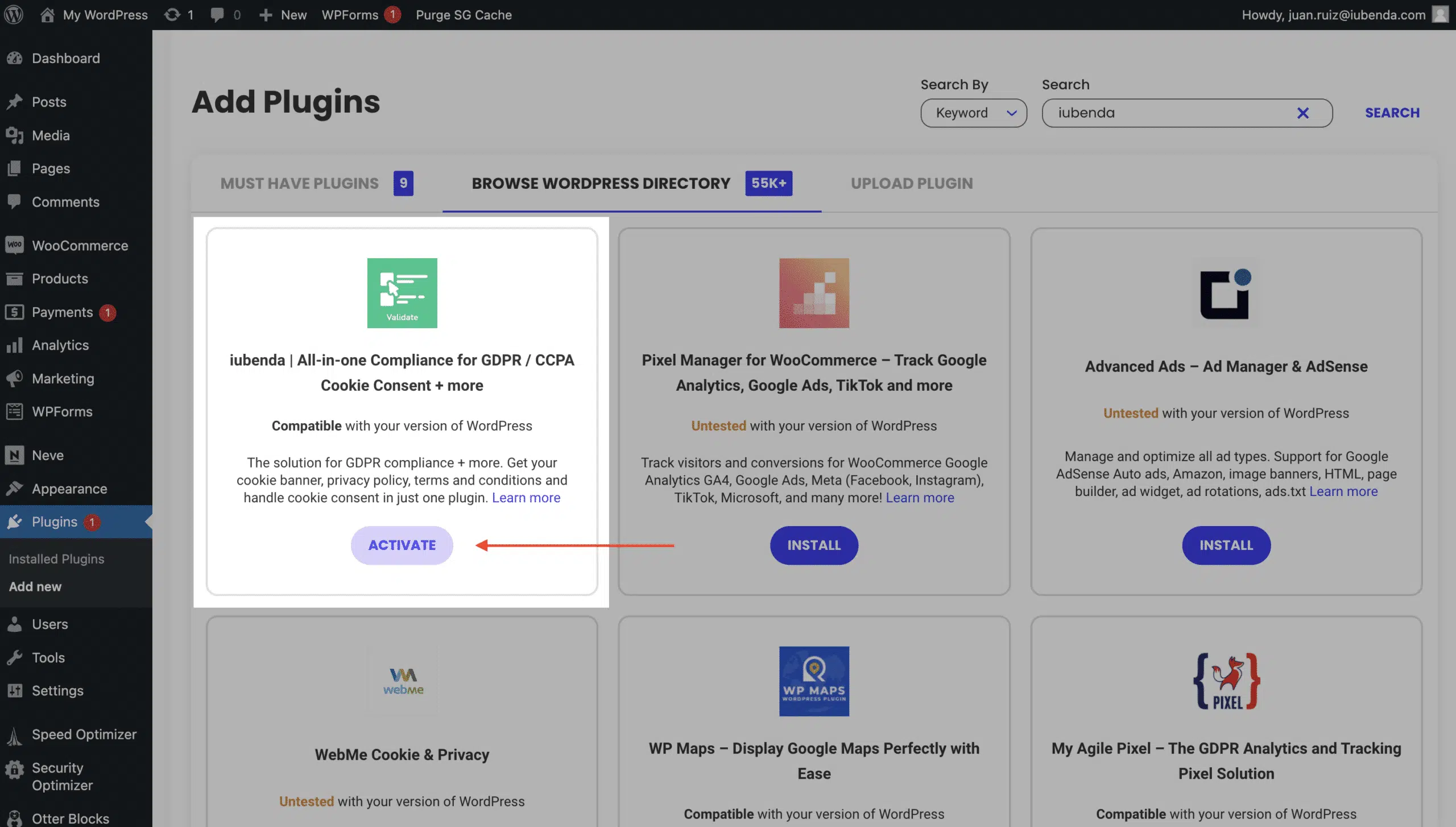 iubenda for siteground