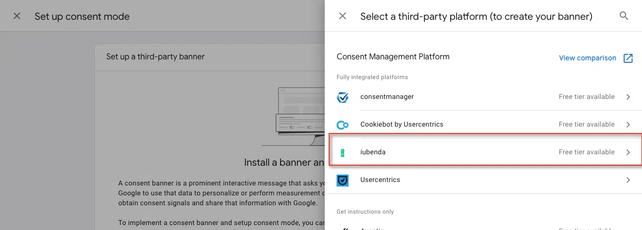 GTM google iubenda