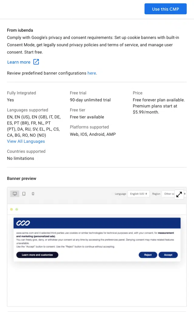 GTM google iubenda