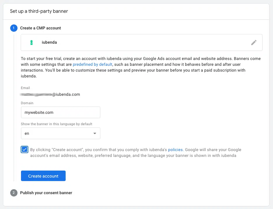 GTM google iubenda