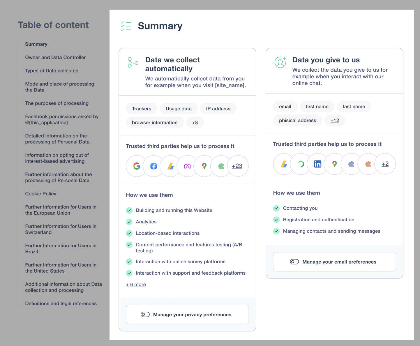 Resumo do novo design
