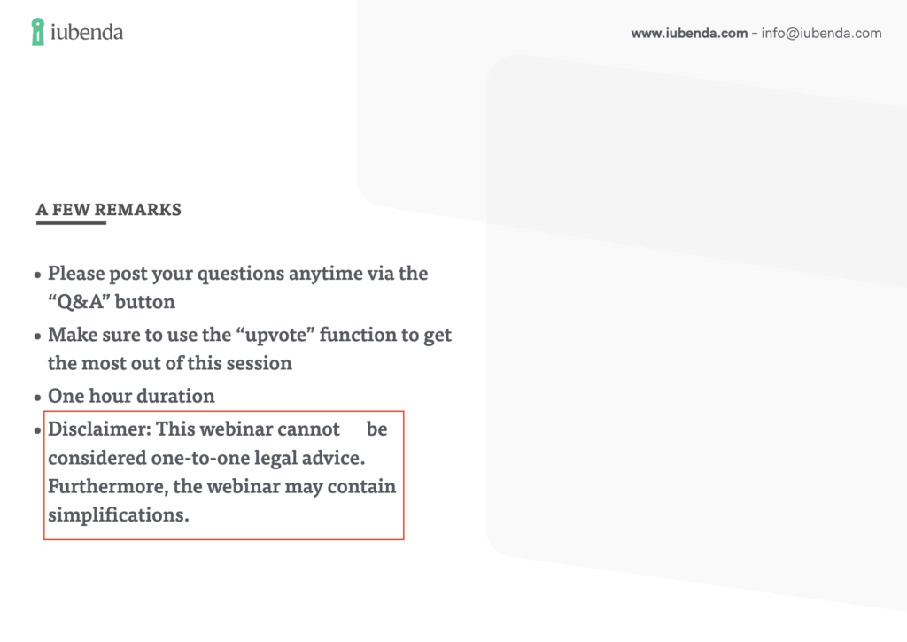 not legal advice disclaimer