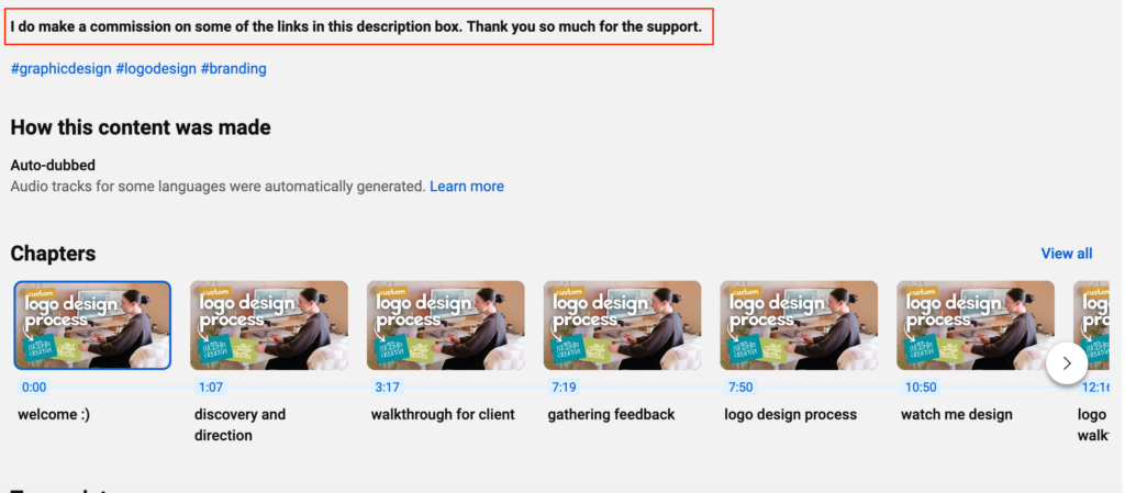 affiliate disclosure youtube