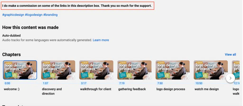 affiliate disclosure youtube