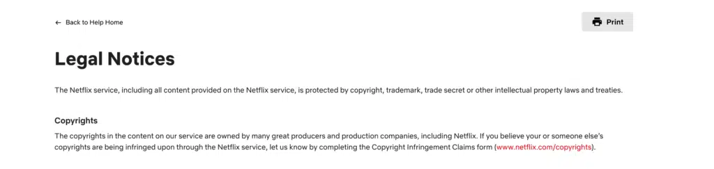 copyright page, netflix