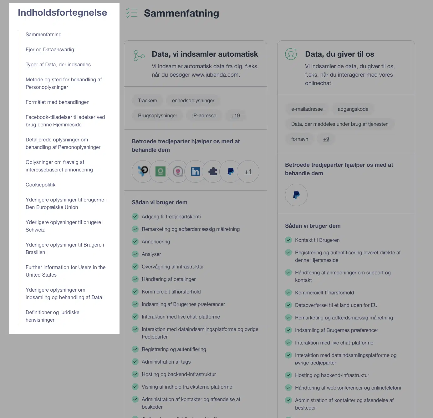 nyt design af indholdsfortegnelse
