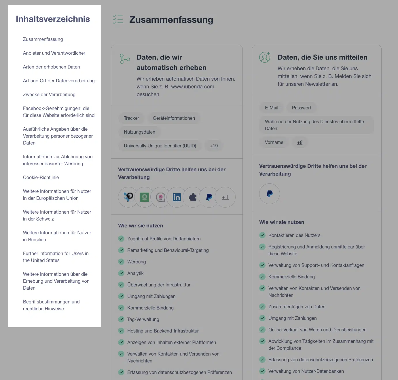 neues Design Inhaltsübersicht