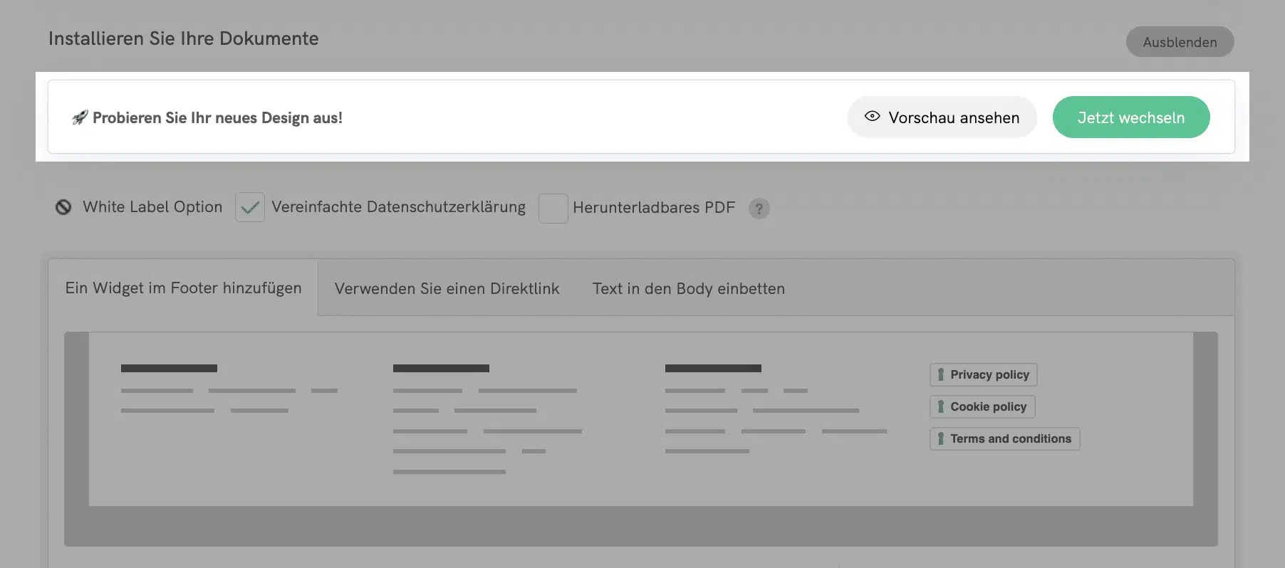 iubenda neues Design