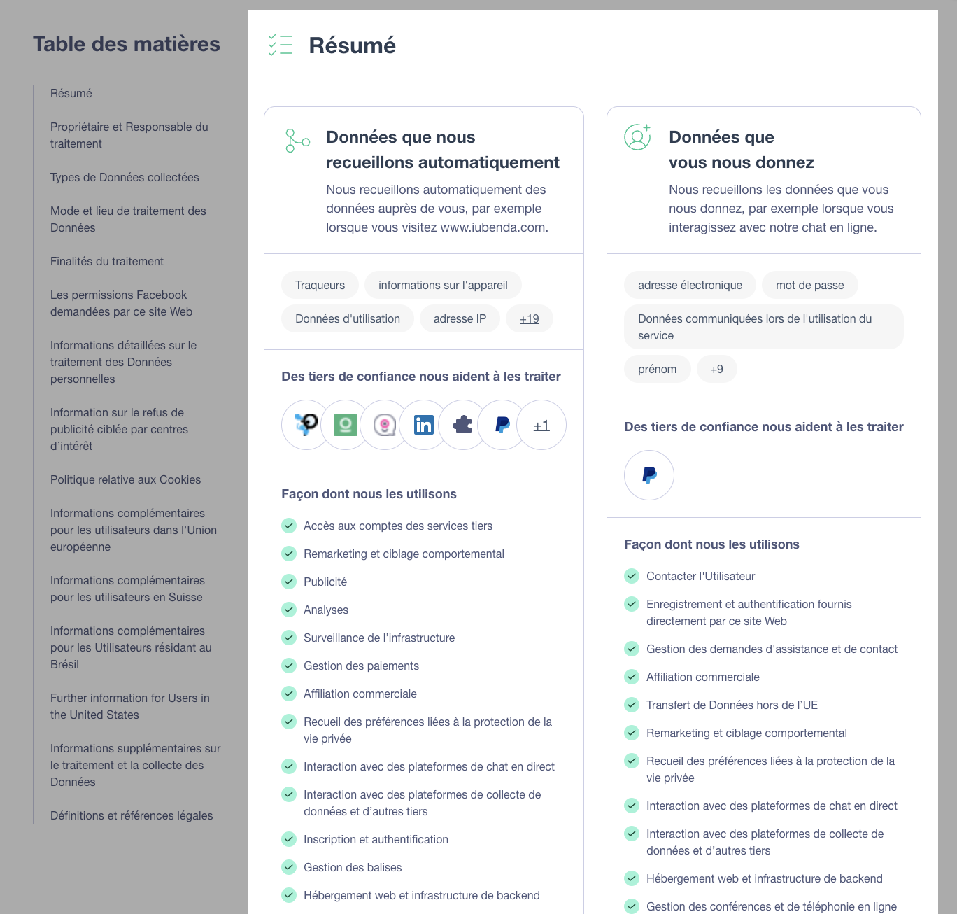 résumé de la nouvelle configuration