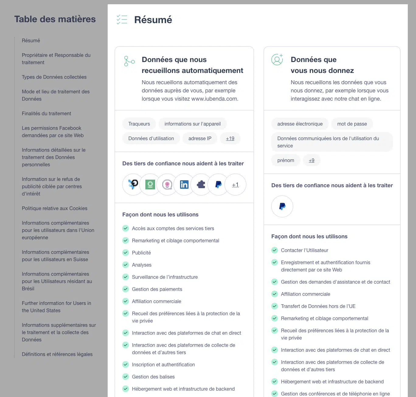 résumé de la nouvelle configuration
