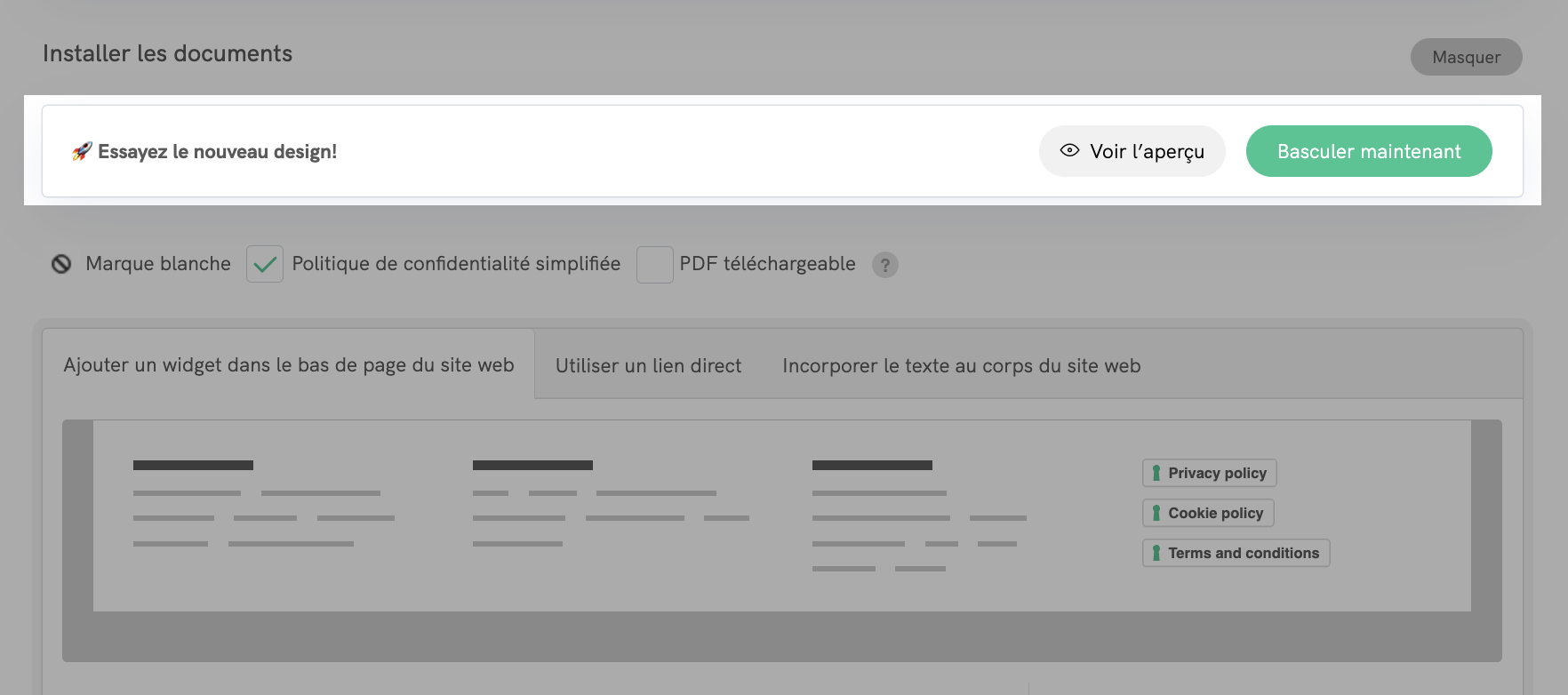 Nouvelle configuration iubenda