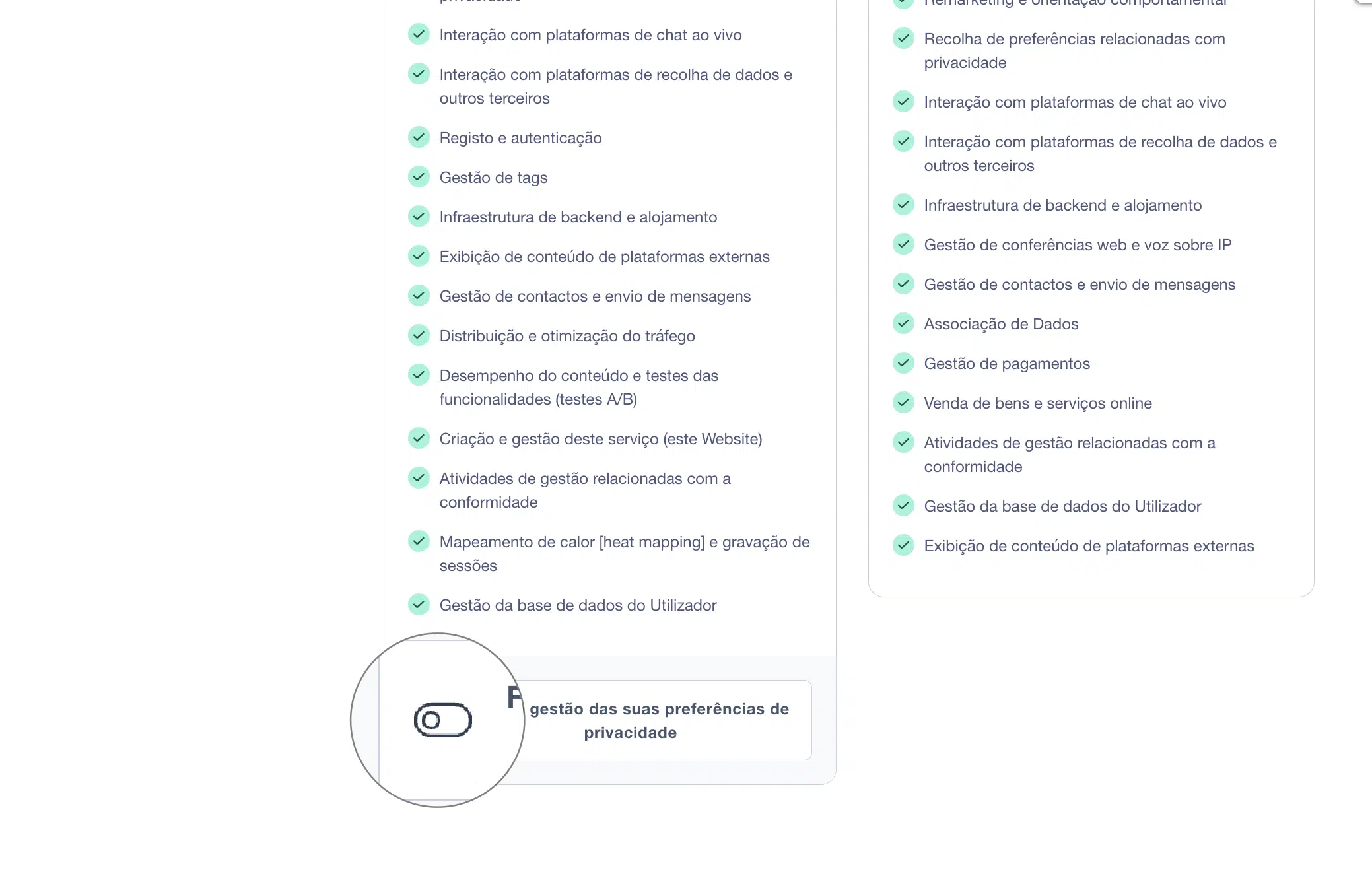 controlos do novo design