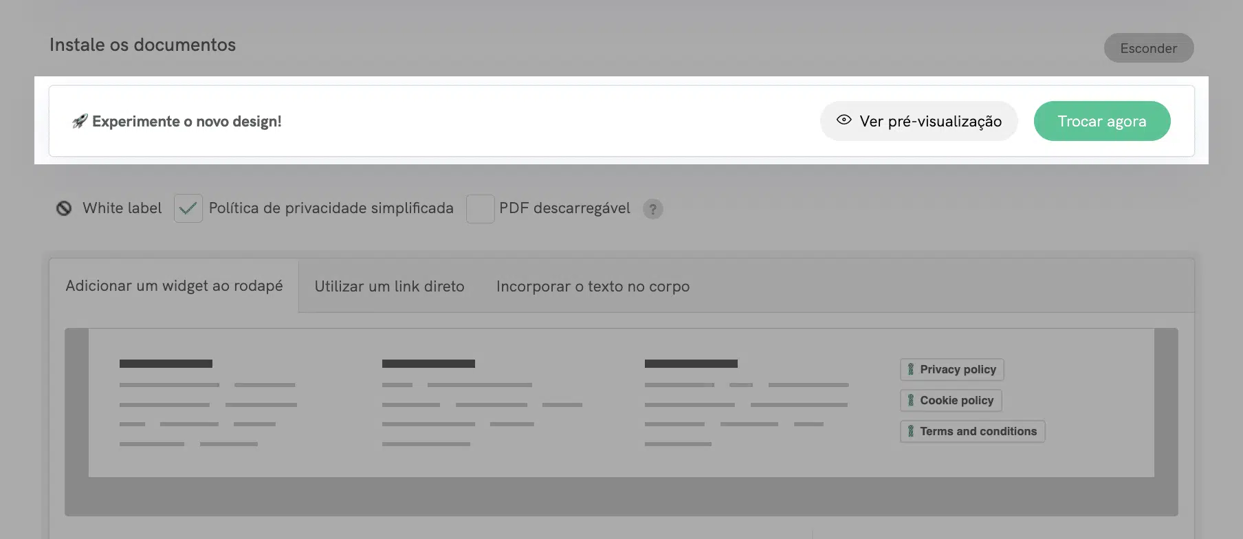 Novo design da iubenda