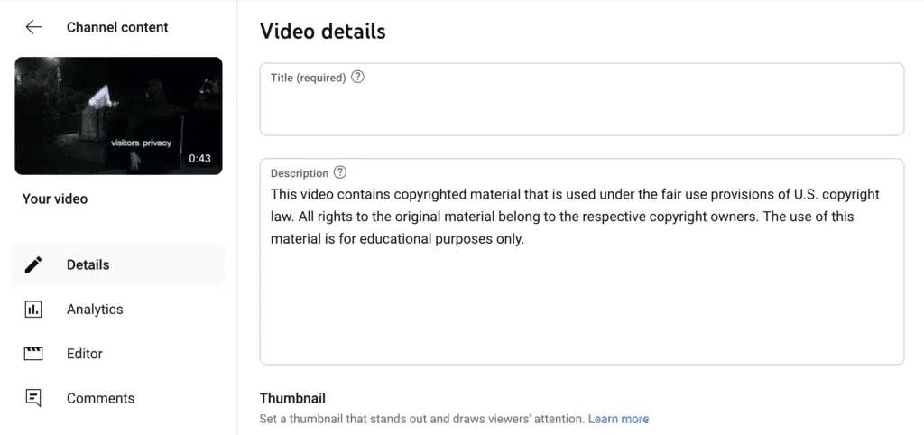 add youtube disclaimer 2