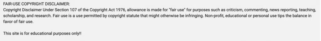 fair use disclaimer youtube
