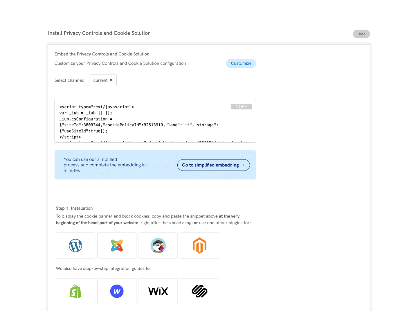 1-Click Embed option