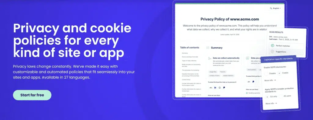 iubenda cookie policy generator