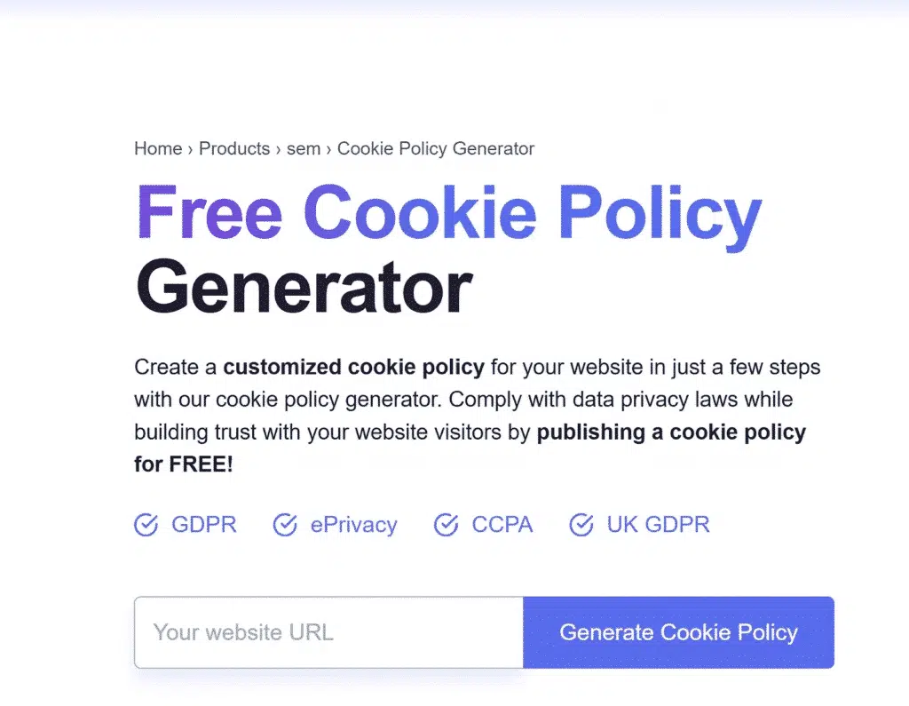 Termly cookie policy generator