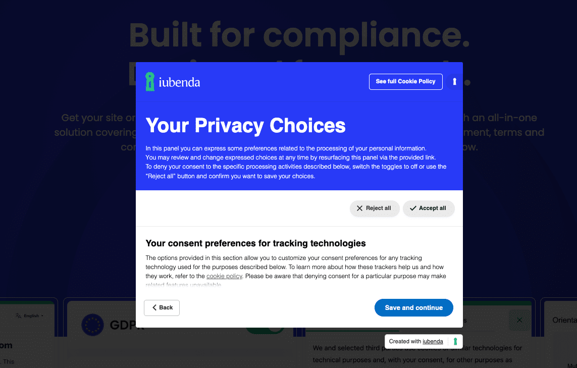 privacy preference center iubenda