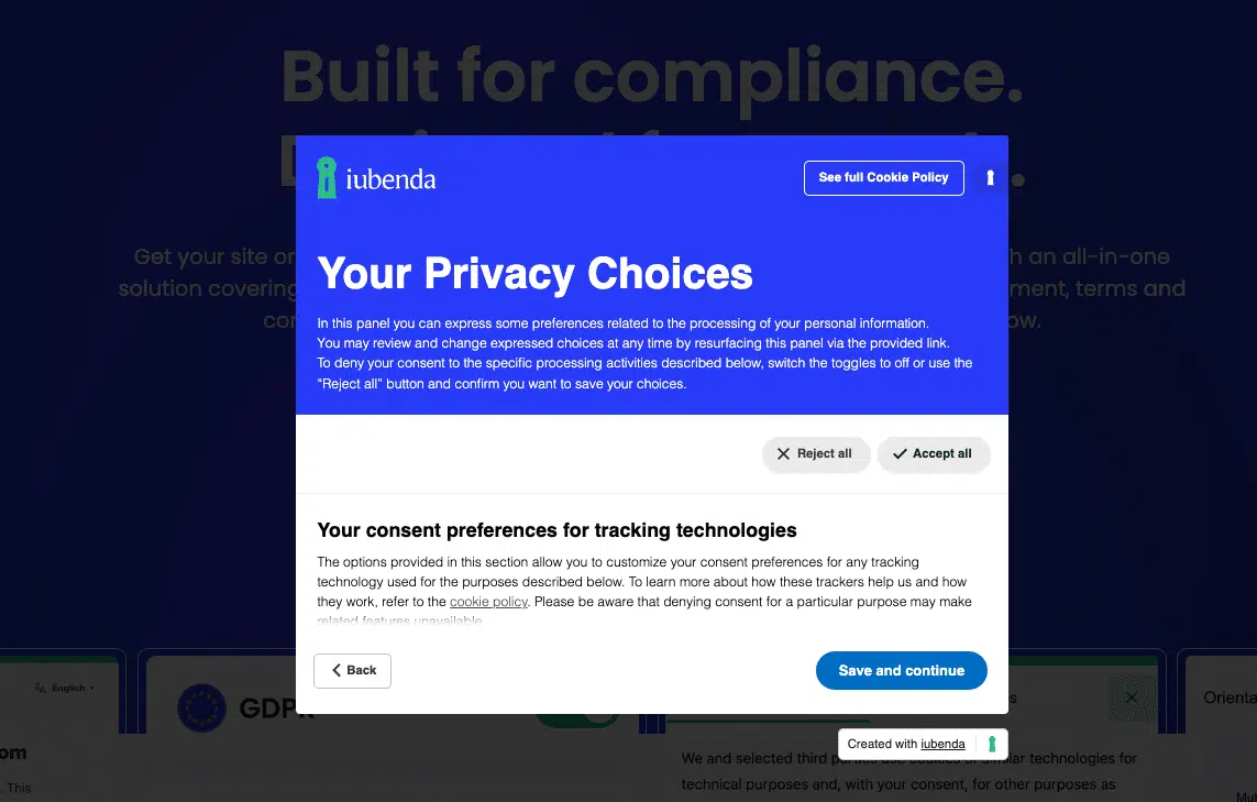 privacy preference center iubenda