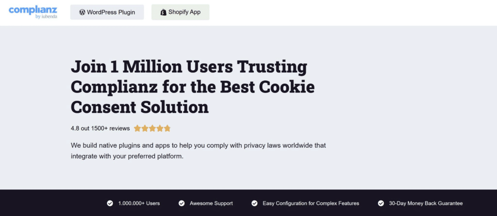 Complianz privacy policy generator for WordPress and Shopify