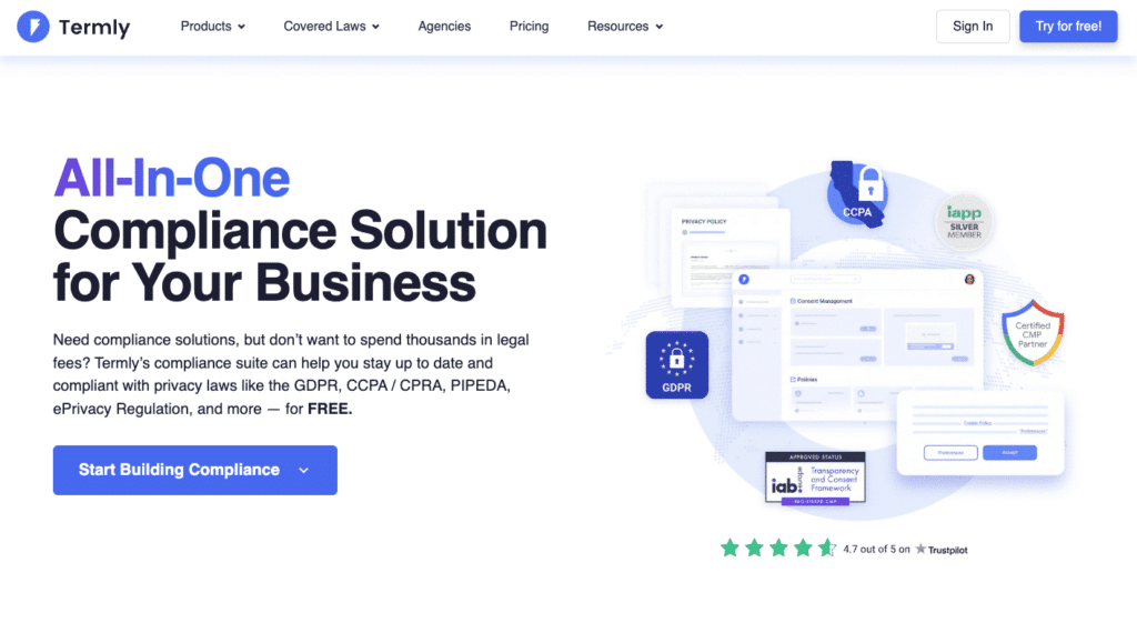 Termly GDPR consent and policy generation platform