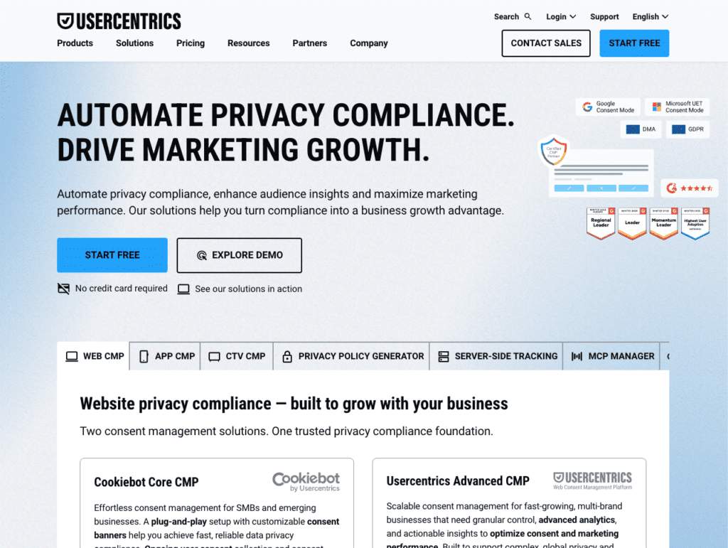 Usercentrics enterprise GDPR consent management platform