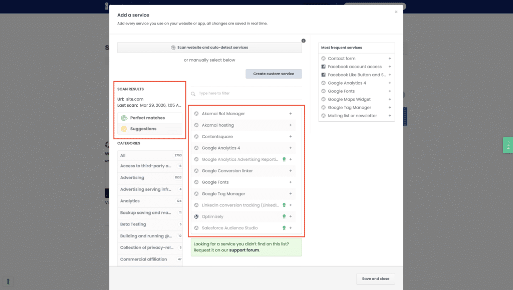 site-scanner generator perfect matches suggestions