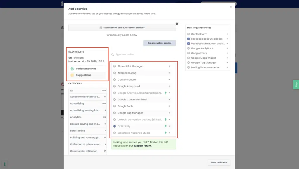 site-scanner generator perfect matches suggestions