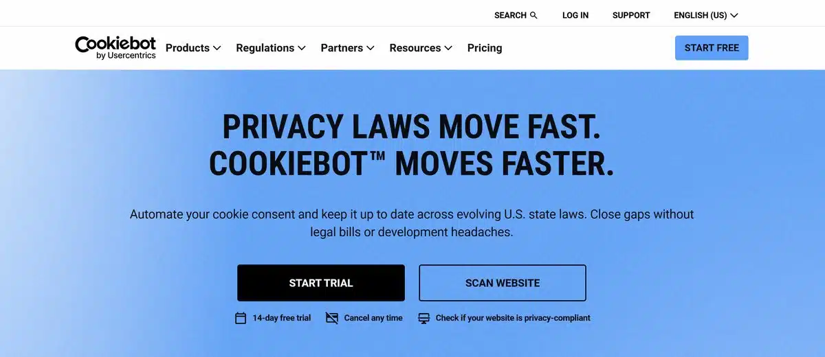 The Cookiebot homepage