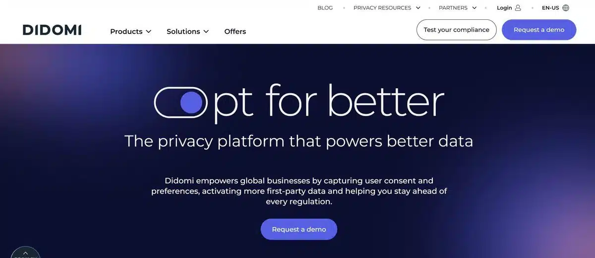 The Didomi homepage
