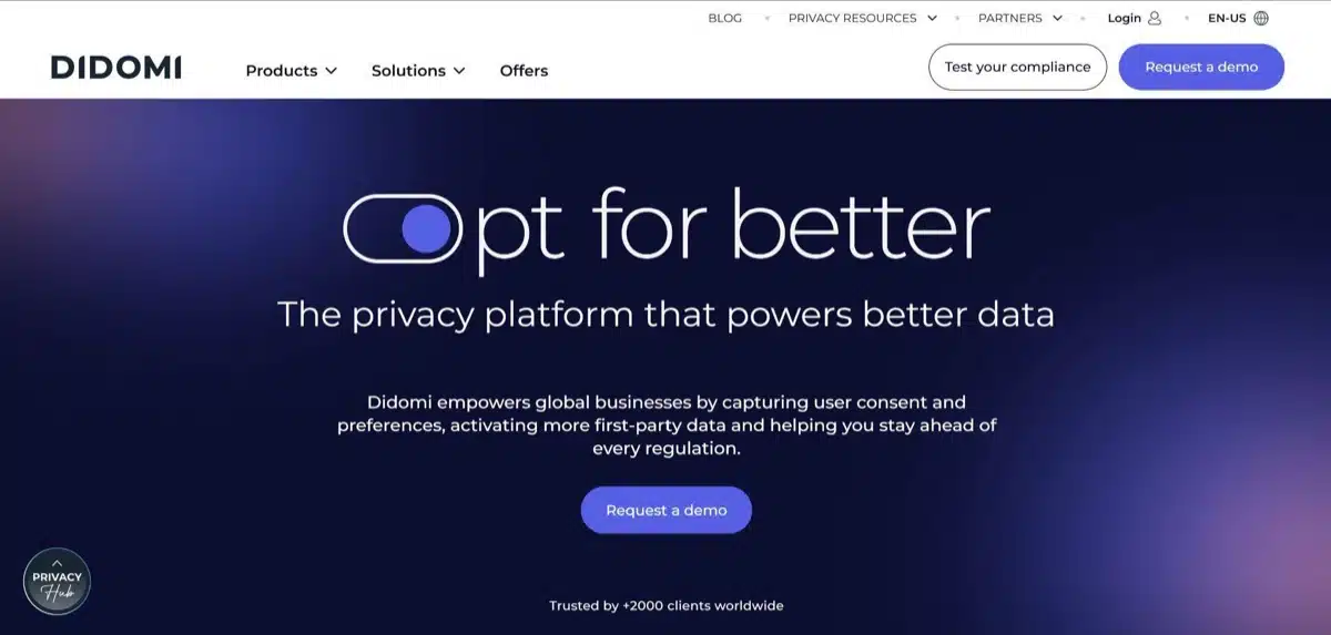 The Didomi homepage