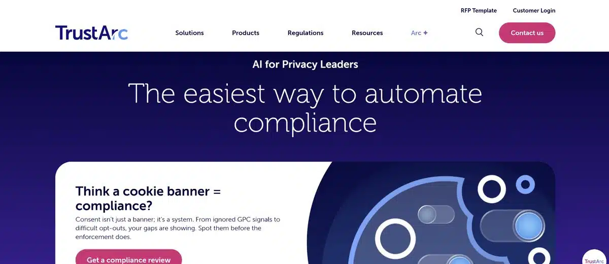 The TrustArc homepage